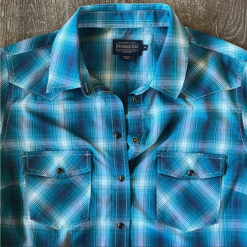 PENDLETON Western Snap-Front Shirt Plaid Turquoise
Medium - Picture 9 of 12